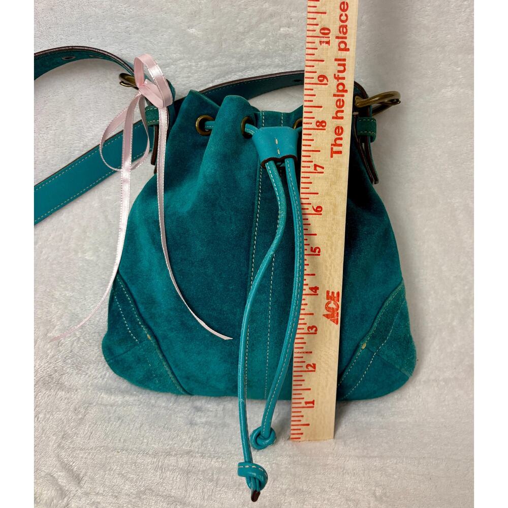Vintage Coach Soho Suede Drawstring Cinch Bag in Turquoise Suede - Picture 11 of 15